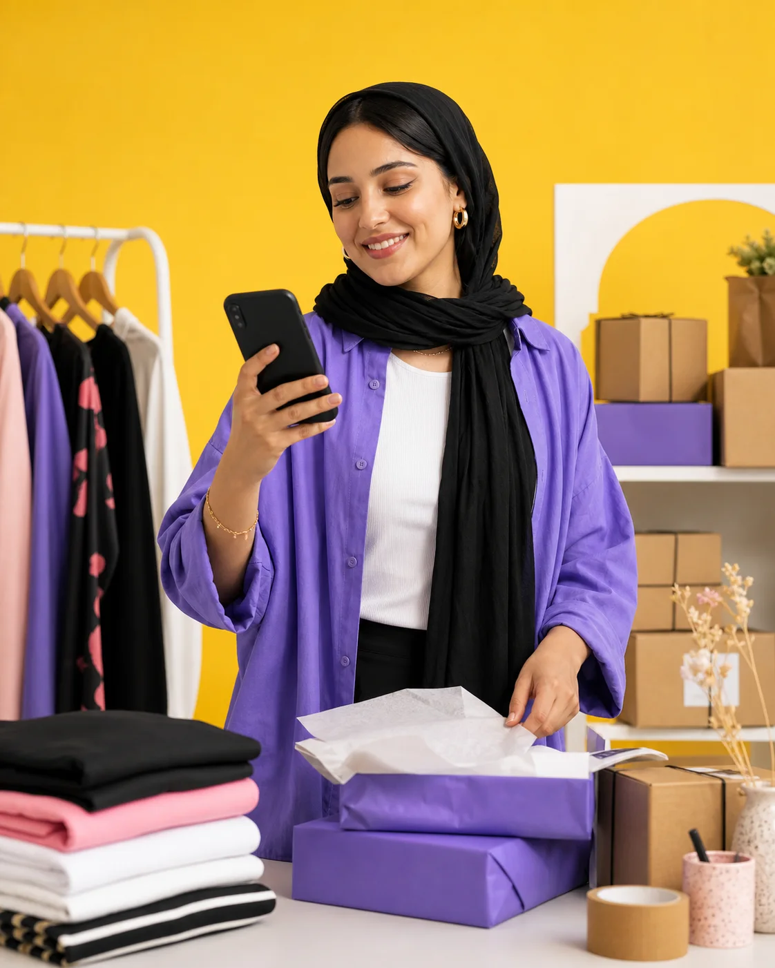 تاجرة جزائرية تتابع ميساجات وكوموندات متجرها